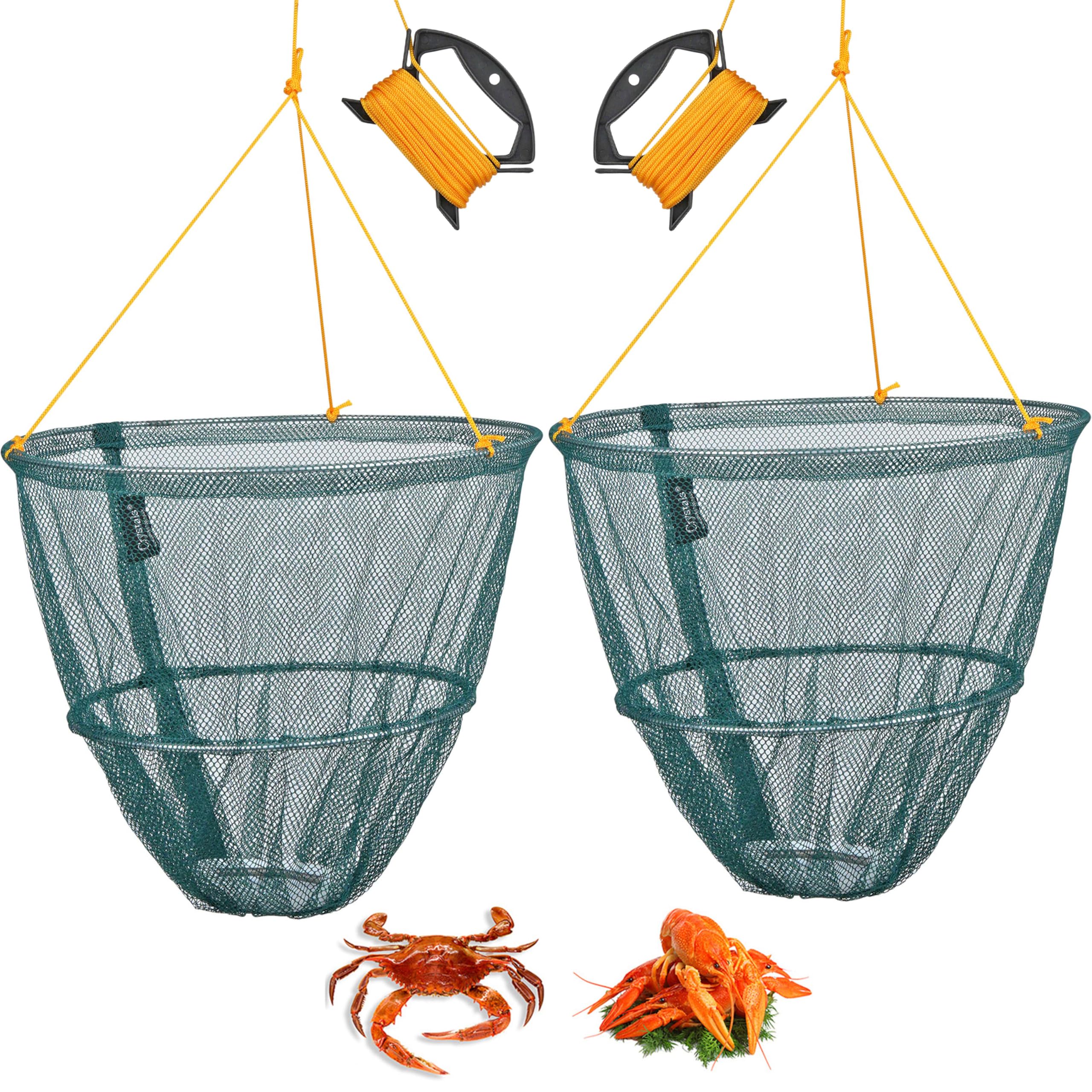 Crystals Crab Drop Net with Spring Loaded Bait Holder, 11m Rope with 30 cm Netting Trap