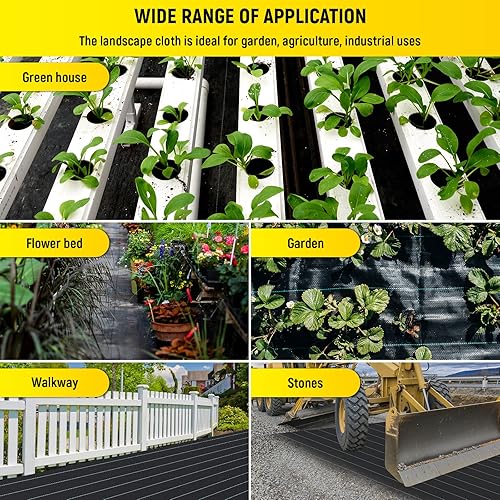 Miniatura 7 de Doniks Tela de entrada de 6 x 300 pies, tela de barrera de malezas comercial resistente de 3.5 onzas, tela de paisaje de jardín, tela de drenaje
