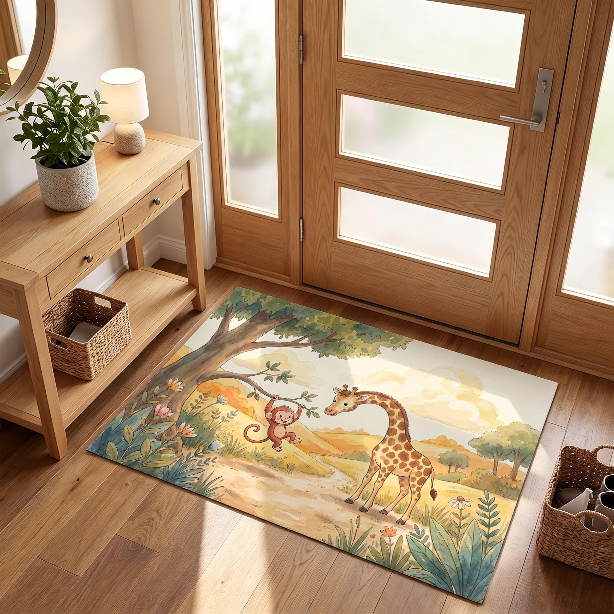 Jaune Chaud Animaux des Prairiespaillasson Durable Et Antidérapant Retient L’Eau Et Les Saletés Facile À Nettoyerpaillasson Interieur80 X 120 Cm Tapis D'Entrée Antidérapant
