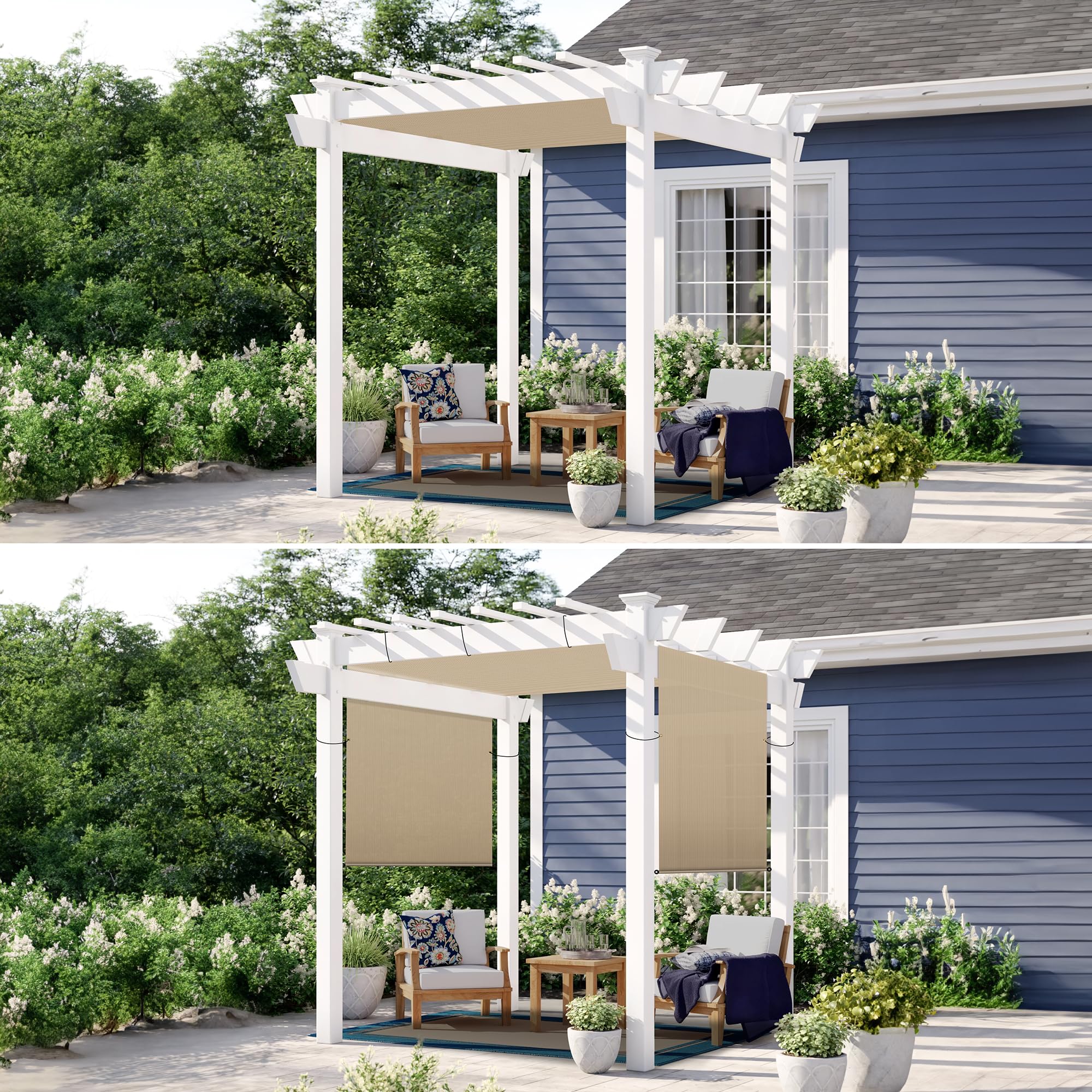 Patio Paradise 10x16 Pergola Canopy Replacement – UV Block Shade Cloth, Weighted Rods, Grommets For Tie-Downs, Light Gray