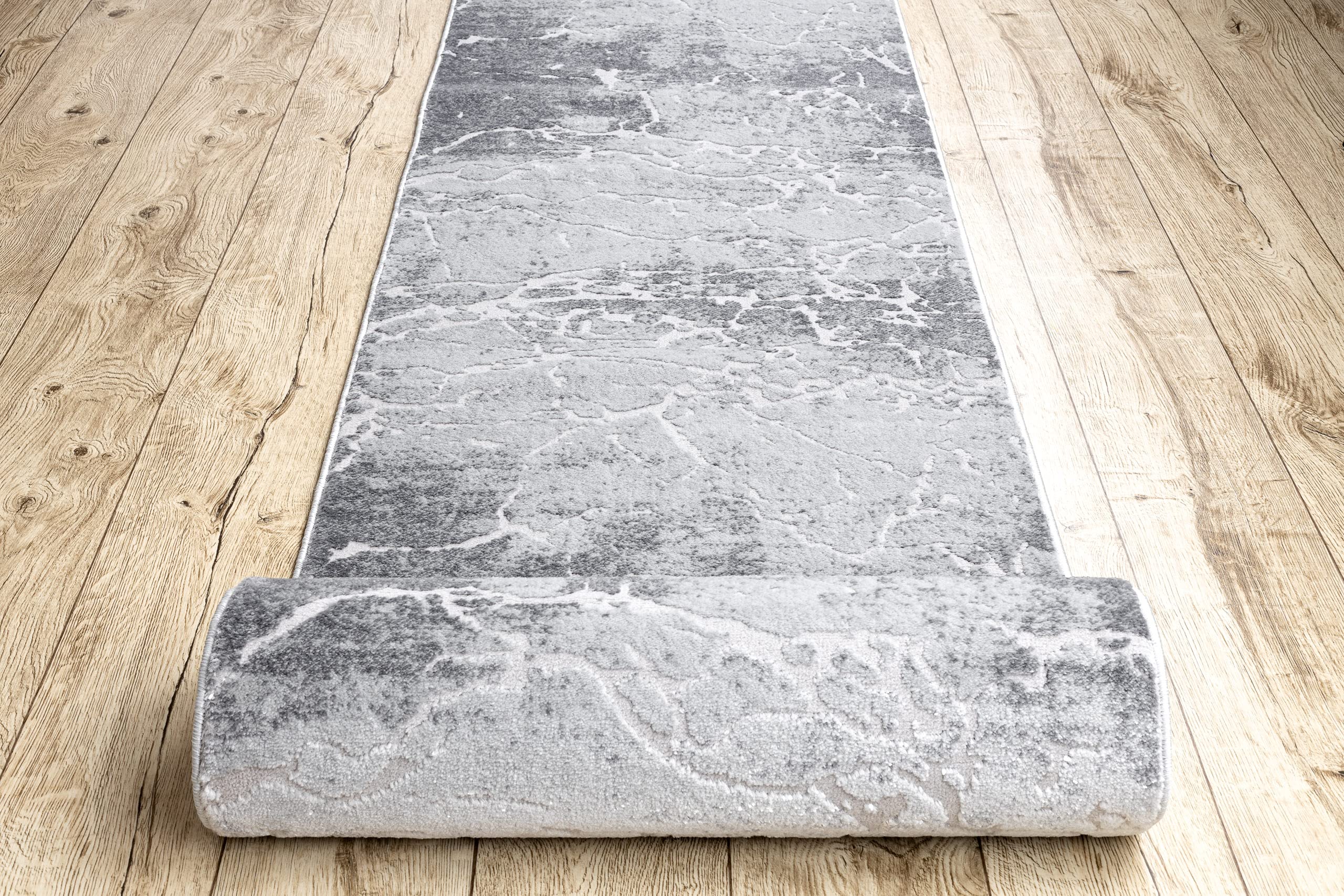 rugsx Passatoia Structural MEFE per cucina, corridoio, soggiorno, robusto, moderno, due livelli di pile Grigio 100x360 cm