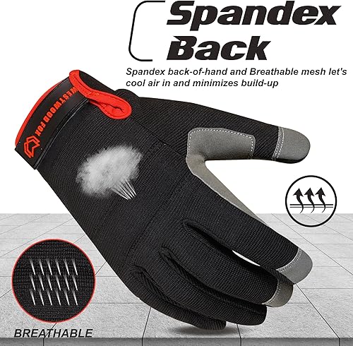 Miniatura 8 de WESTWOOD FOX Guantes de trabajo de seguridad, guantes de jardinería resistentes para hombres, a prueba de espinas, acolchados, protección de palma,