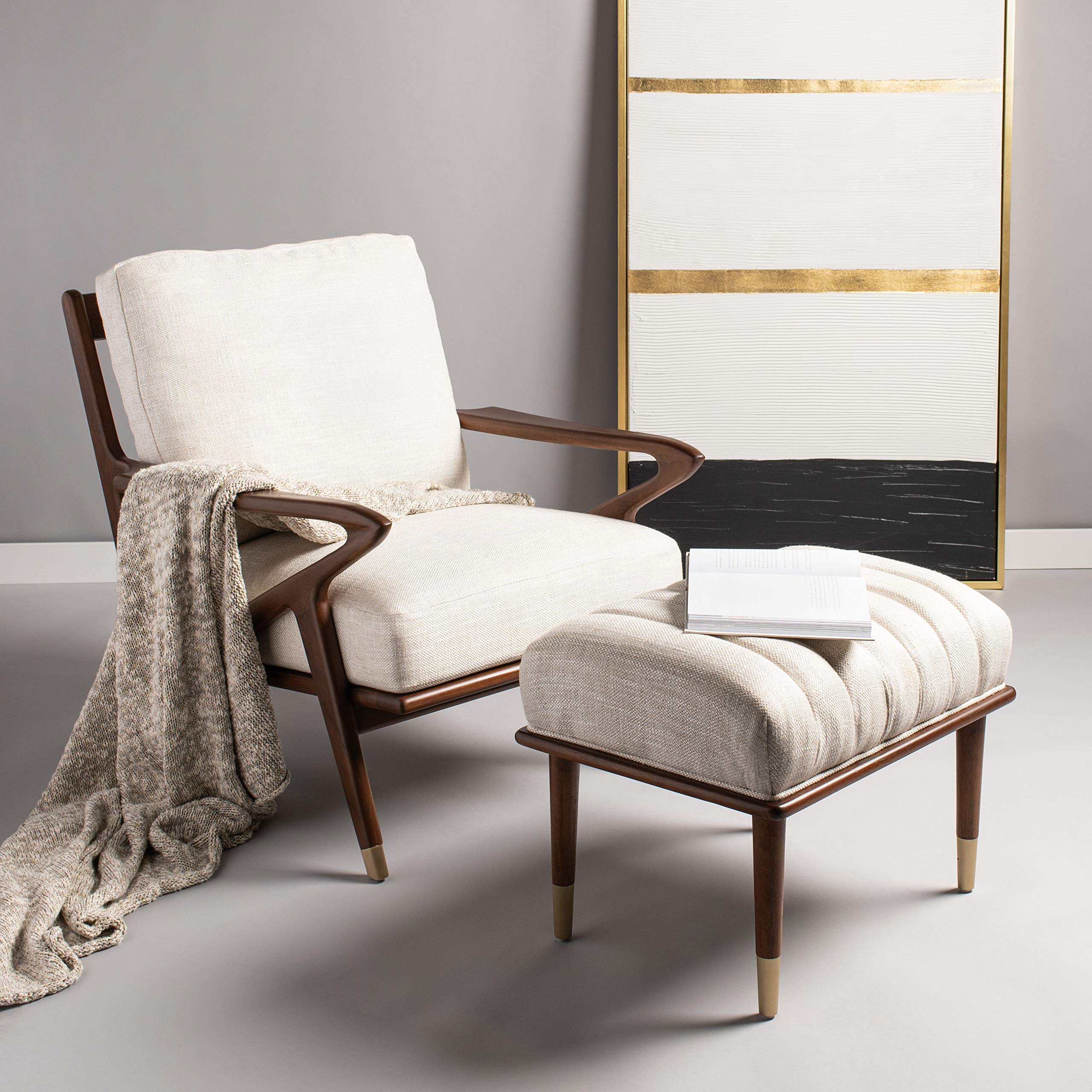 Safavieh Couture Home Killian Mid-Century Modern Cream Accent Chair