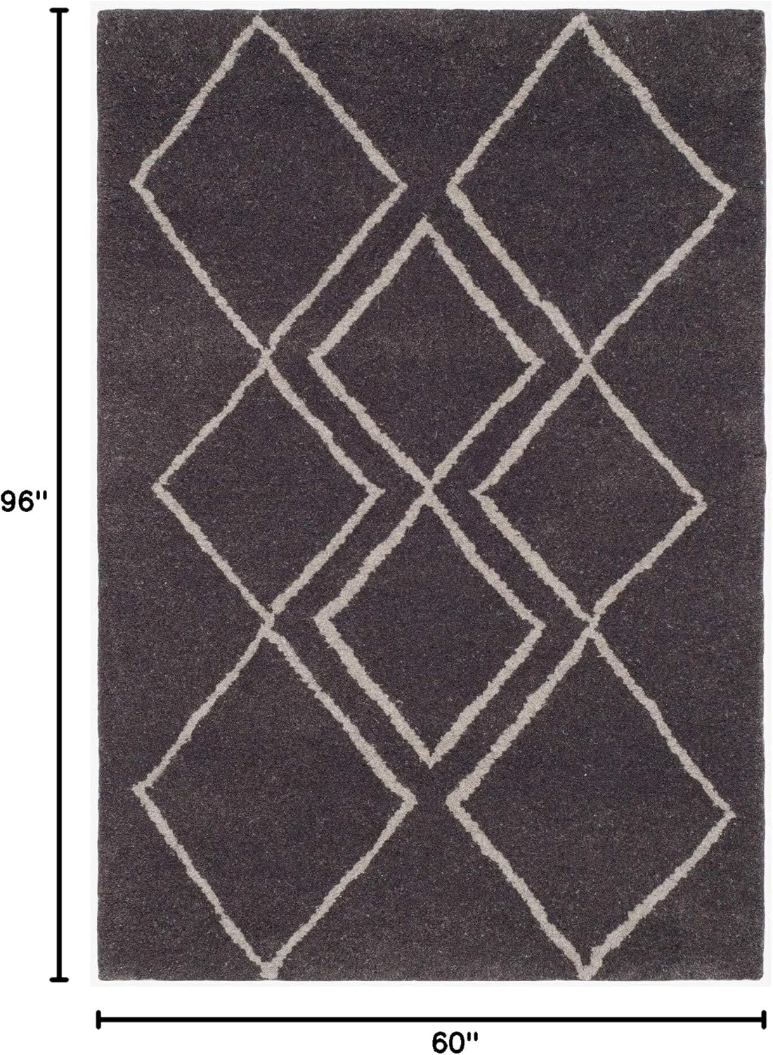 Ivory and Dark Grey Hand Tufted Wool Area Rug