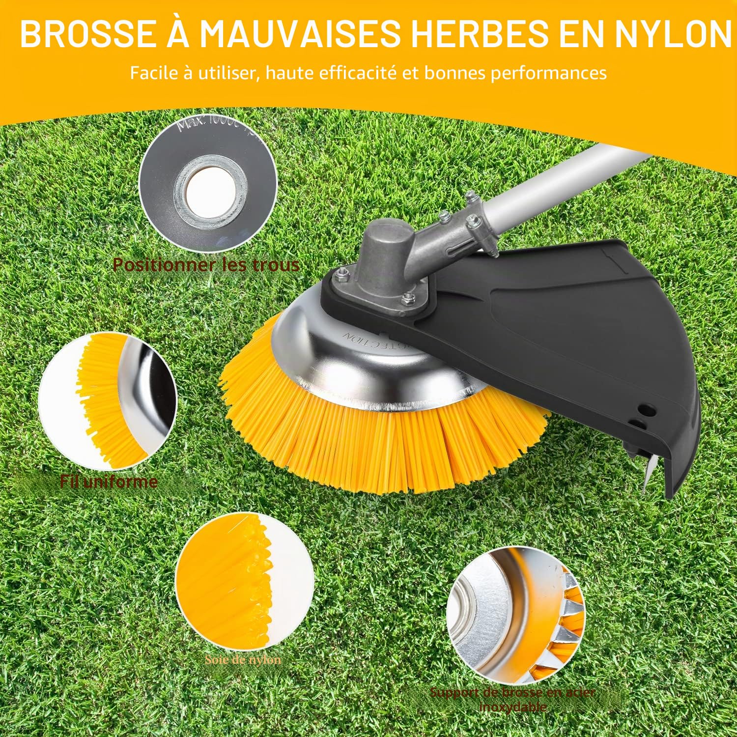 Lot de 2 brosses à Mauvaises Herbes Professionnelles en Acier pour débroussailleuse et Mauvaises Herbes Sauvages 200 x 25,4 mm