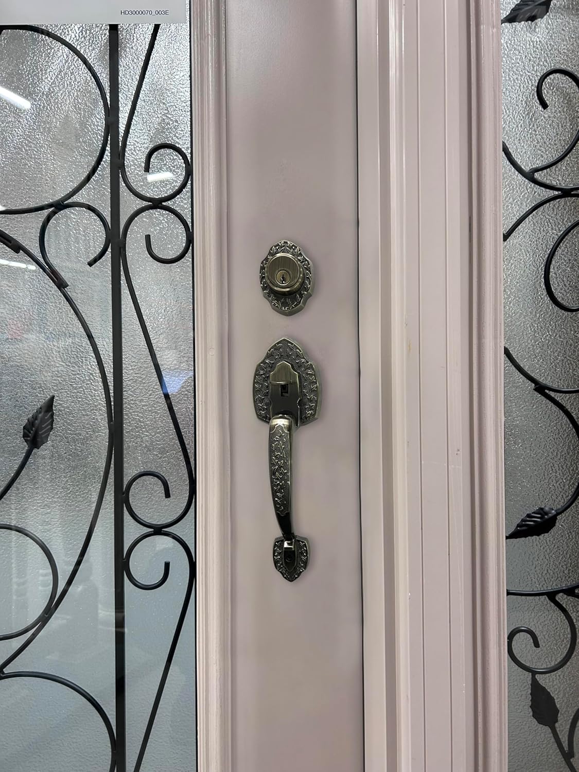 NOMA Single Front Door Hardware Set, Grip Entry Door Lock Set with Lever Handle and deadbolt, Antique Brass