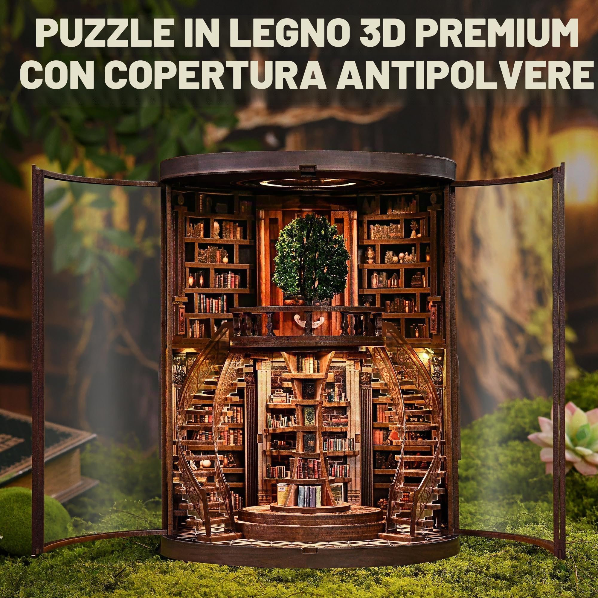 CRIOLPO Book Nook Kit per Adulti, Puzzle 3D in Legno con Luci LED | Modello di architettura e decorazione artistica. Regalo creativo e collezionismo fai da te per appassionati