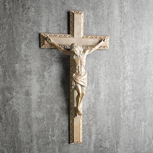 Miniatura 4 de BC CATHOLIC Crucifijo Cruz de Pared, Decoración Cruz Religiosa, Regalo Devoto, Pintado a Mano en Madera Finsih 12" H BUILDCLASSIC