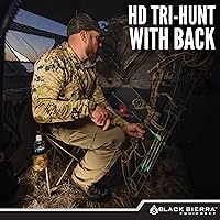 Vista 3 de Black Sierra XL - Taburete de caza con trípode plegable con marco de acero soporta 300 libras, silla de pesca resistente con soporte para tazas