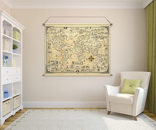 Miniatura 6 de Soul3DArt Mapa pictórico de las maravillas del mundo Arte de pared de mapa del mundo vintage, mapas del mundo, mapa de los Estados Unidos,