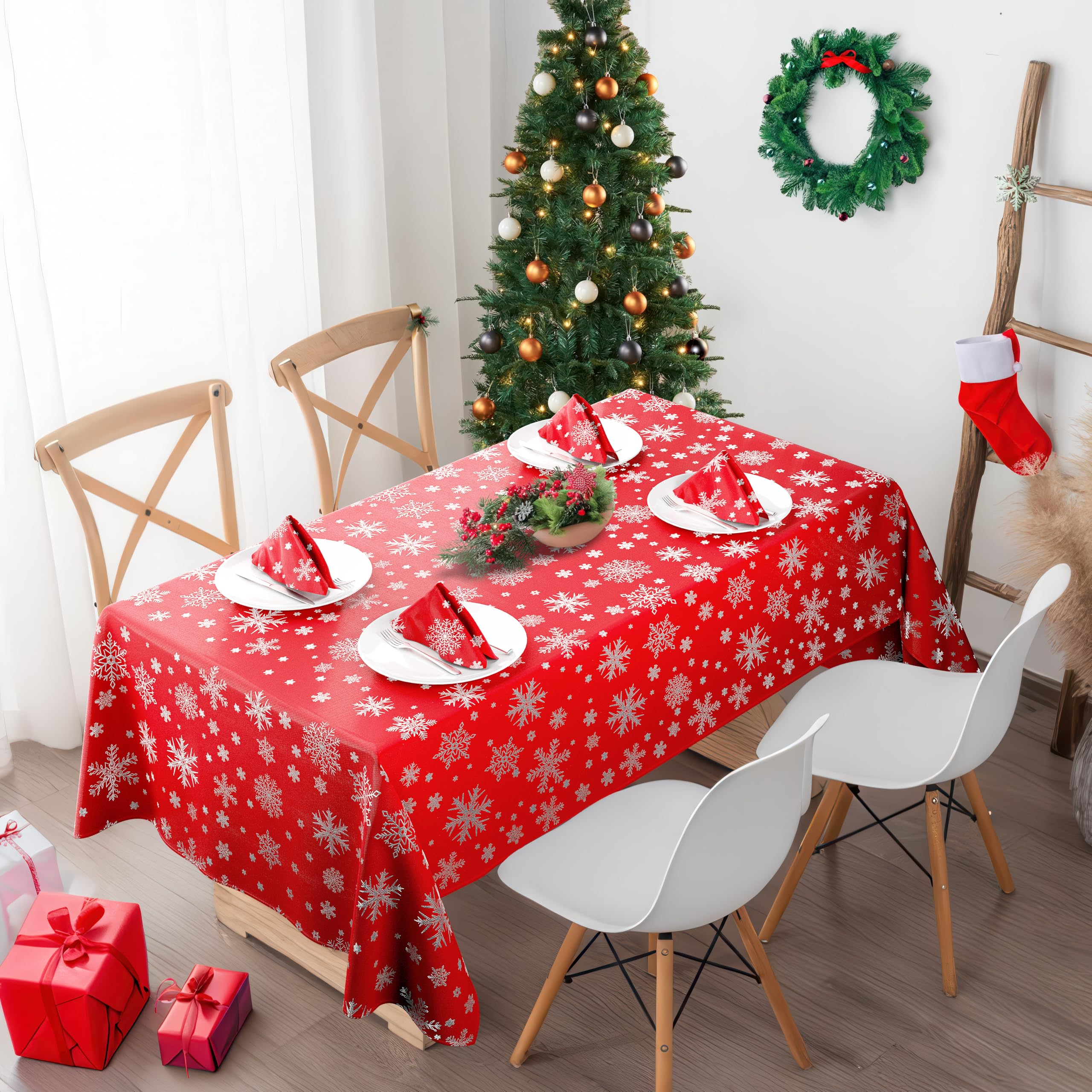 Plenmor Tovaglia natalizia lavabile, in plastica, lavabile, lavabile, lavabile, impermeabile, rettangolare, per cucina, picnic, interni, 137 x 185 cm