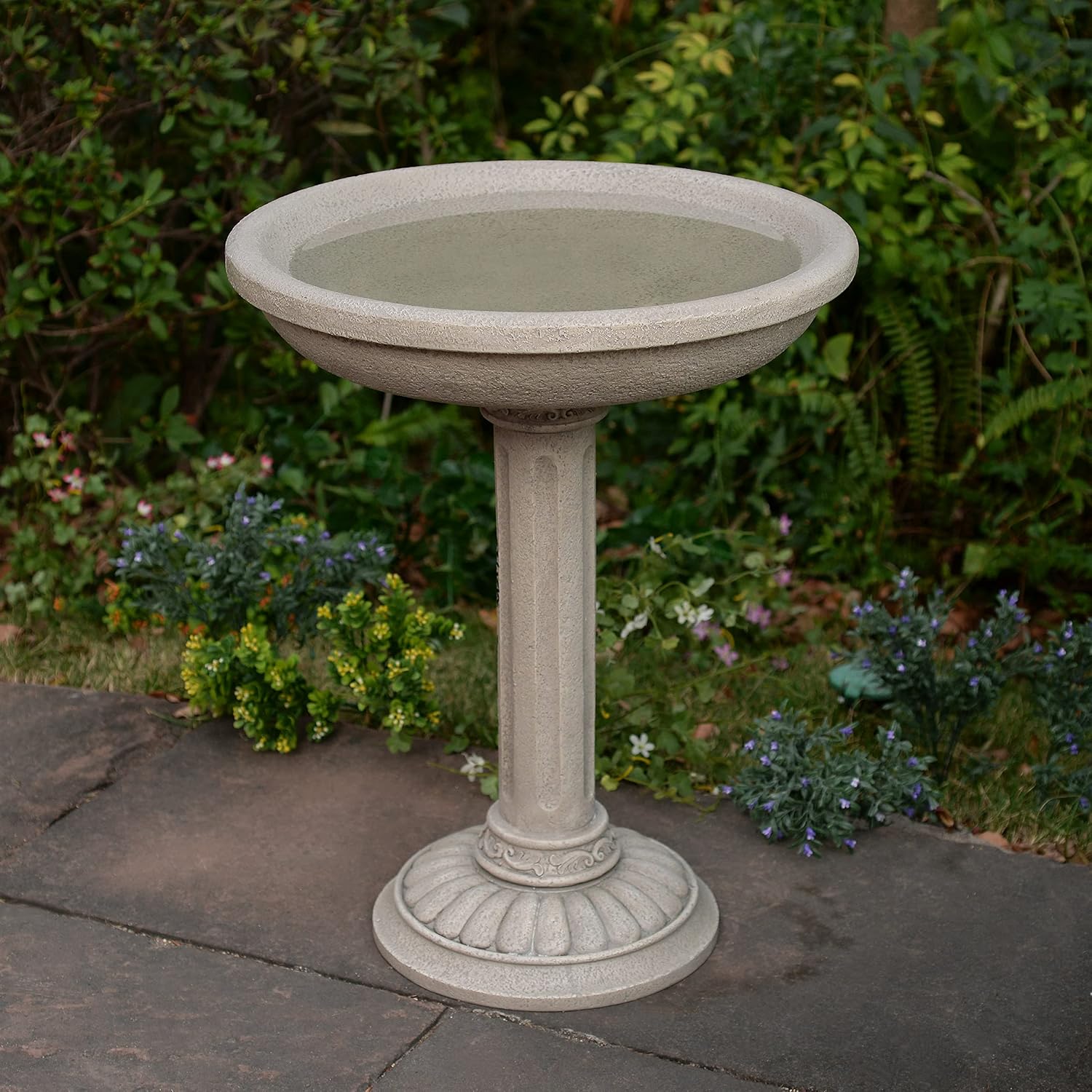 Kenroy Home 51149LTSTN Birdbath, Column Base, Light Stone : Patio, Lawn & Garden