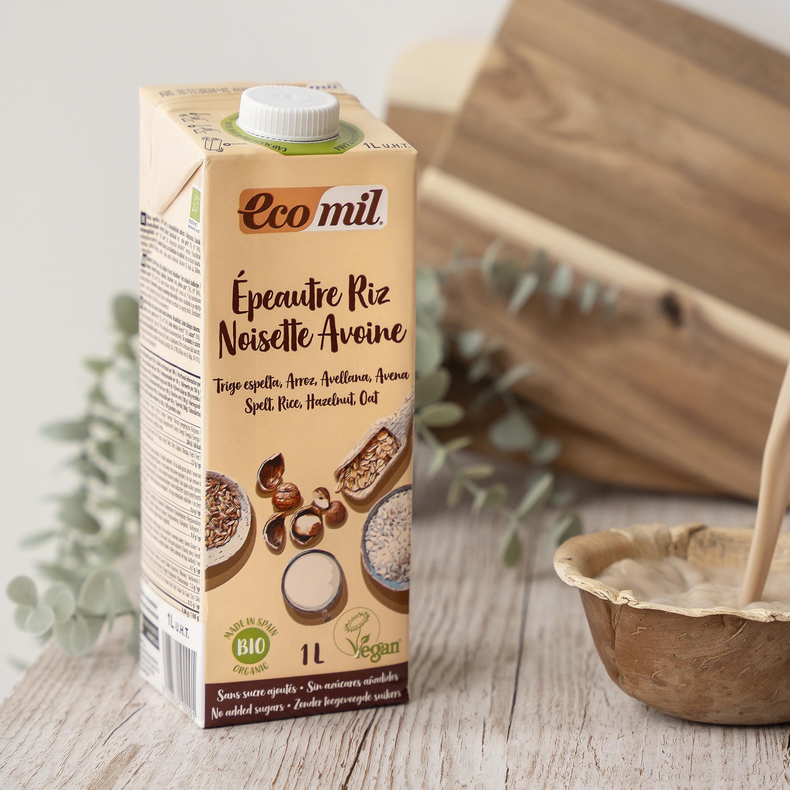 EcoMil Bebida Bio Espelta Avellana Avena Leche Vegetal 1L Pack 6