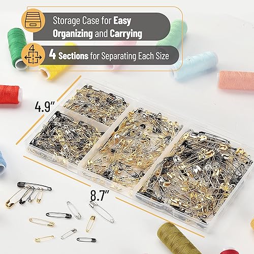 Vista 7 de Mr. Pen Alfileres de seguridad surtidos, paquete de 600, tamaños pequeños y grandes, colores surtidos, ideales para ropa