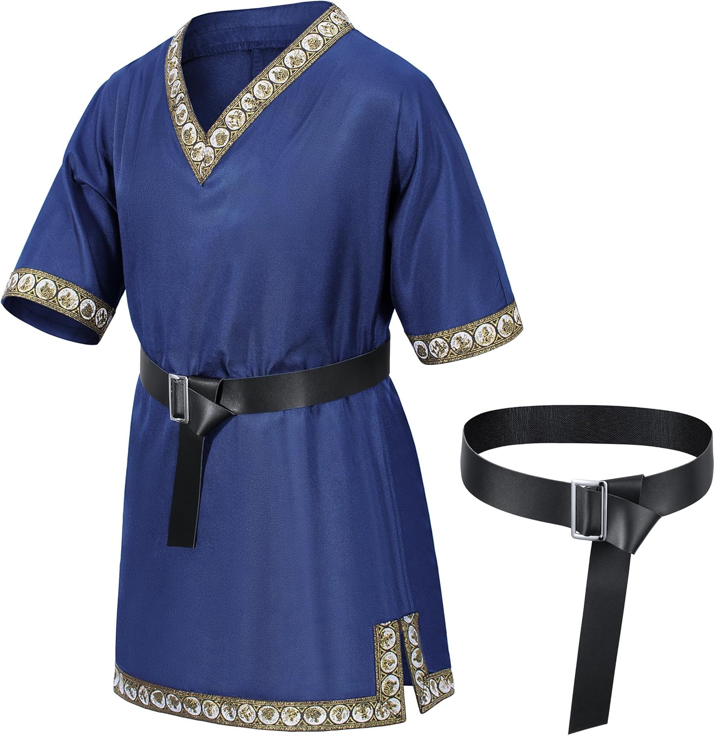 Kids Medieval Costume Boys Viking Tunic Knight Warrior Renaissance Shirts with Belt - Image 3