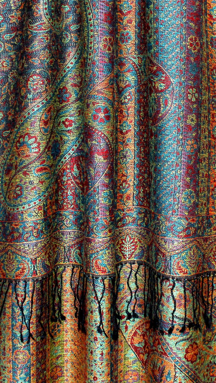 Lorenzo Cana - Pashmina szal damski z jedwabiu i wełny, 70 x 190 cm, wzór Paisley, 78118, Petrol, 70 x 190 cm
