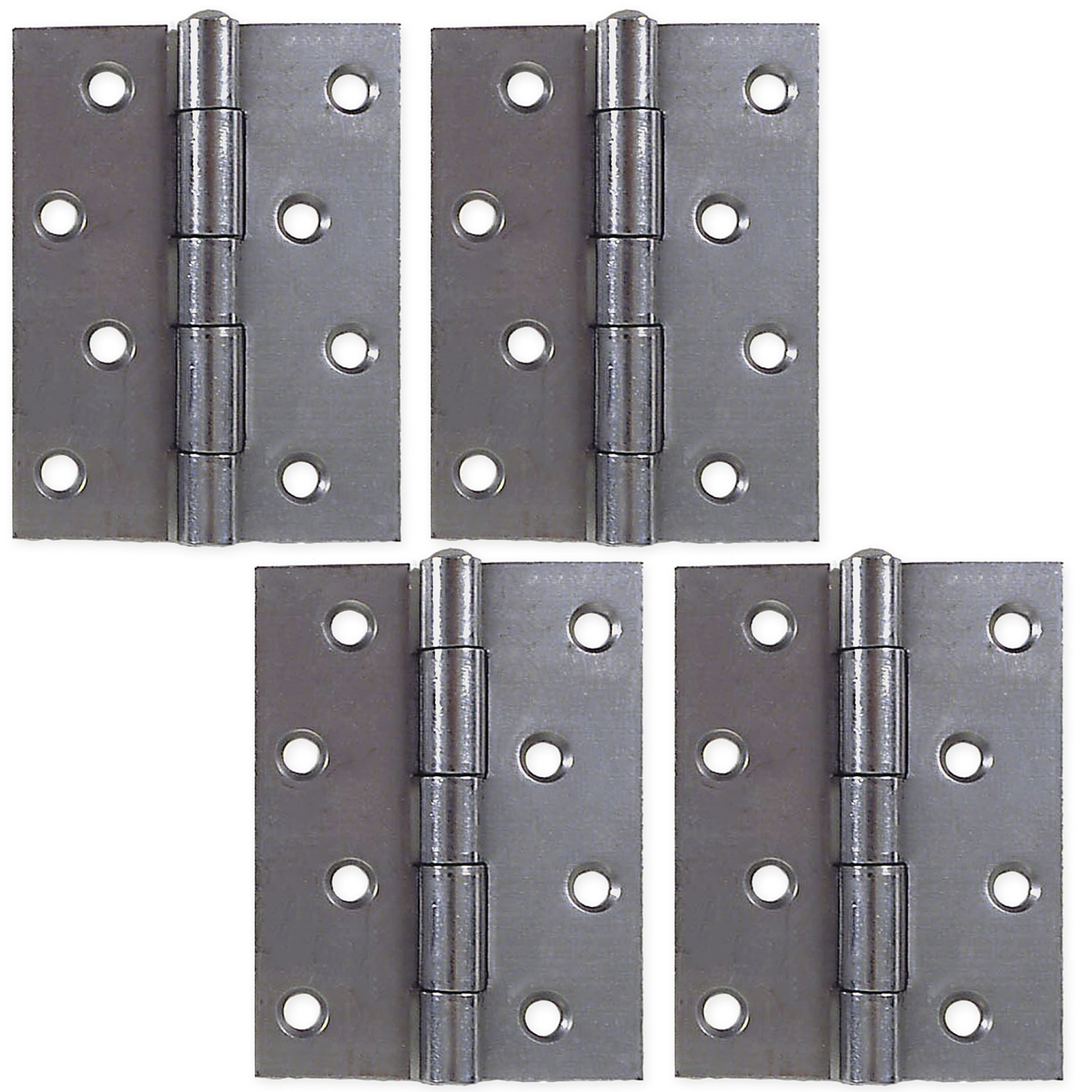 2 Pairs of 4" Self Colour Steel Butt Hinges 100mm x 70mm Heavy Duty Internal Door