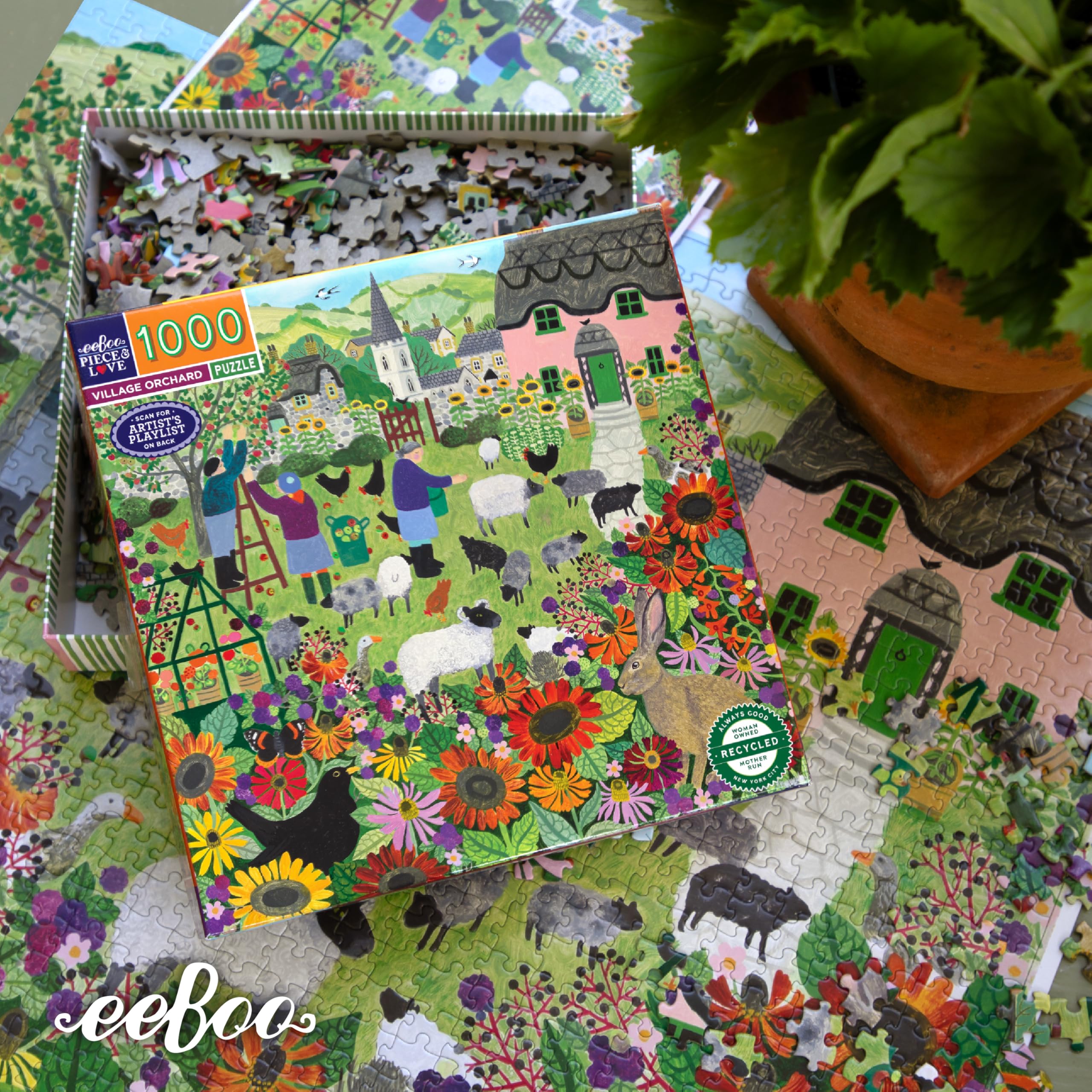 Amazon.com: eeBoo 1000 Piece Puzzle - Village Orchard Jigsaw
