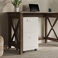 Vista 5 de File Cabinet - 2-Drawer Cabinet with Lock and Deep Drawer Storage - Rolling Filing Cabinet for Under The Desk, Home, or Office by Lavish Home (White)