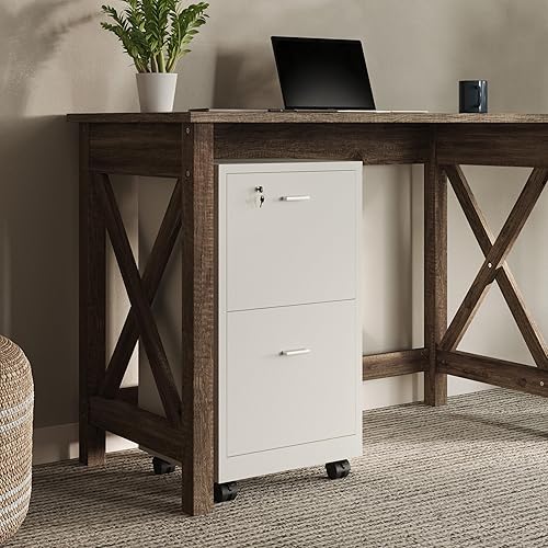 Miniatura 5 de File Cabinet - 2-Drawer Cabinet with Lock and Deep Drawer Storage - Rolling Filing Cabinet for Under The Desk, Home, or Office by Lavish Home (White)