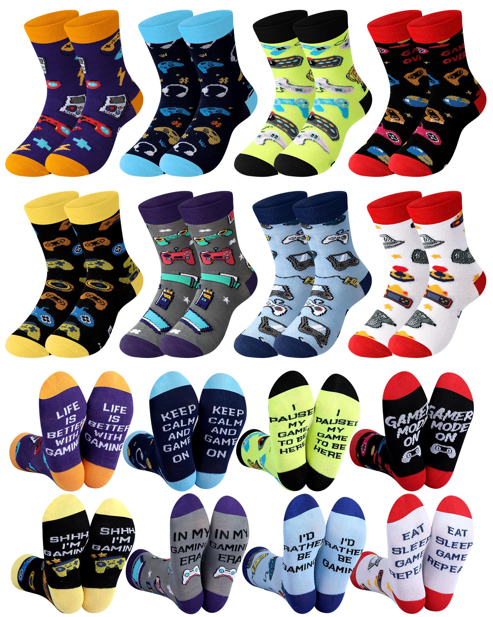 8 Pairs Funny Gaming Socks for Teen Boys Gifts