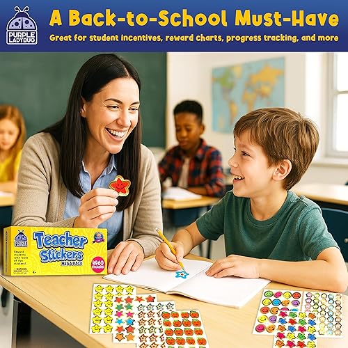 Miniatura 11 de Purple Ladybug 1900+ colección de calcomanías hinchadas para niños de 4 a 8 años - 80 hojas únicas reutilizables, diseños 3D creativos - calcomanías