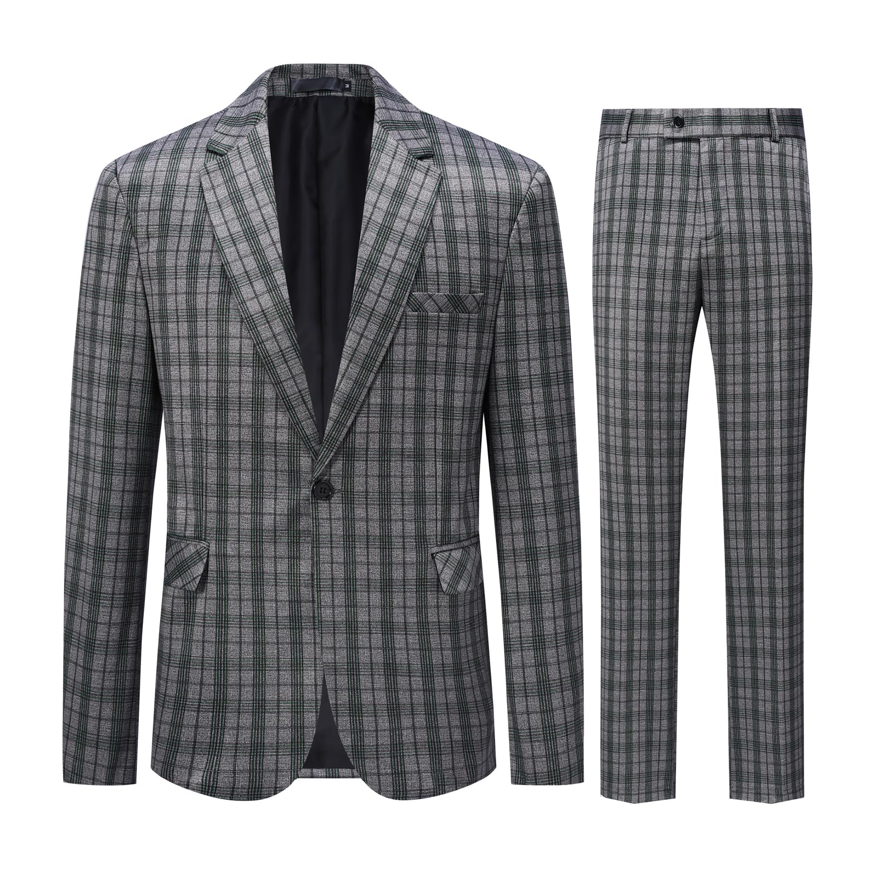 Allthemen Hombre Traje Formal De Dos Piezas para Corte Ajustado Chaqueta Y Pantalón De Traje Estampado De Cuadros