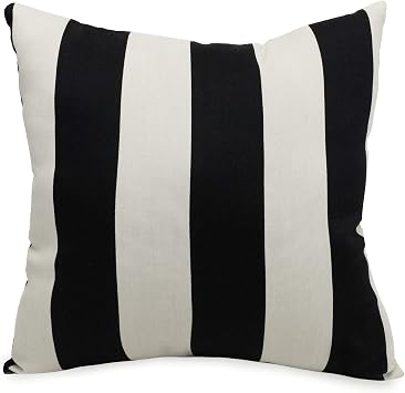Majestic Home Goods Black Vertical Stripe Indoor / Outdoor Large Pillow 20" L x 8" W x 20" H