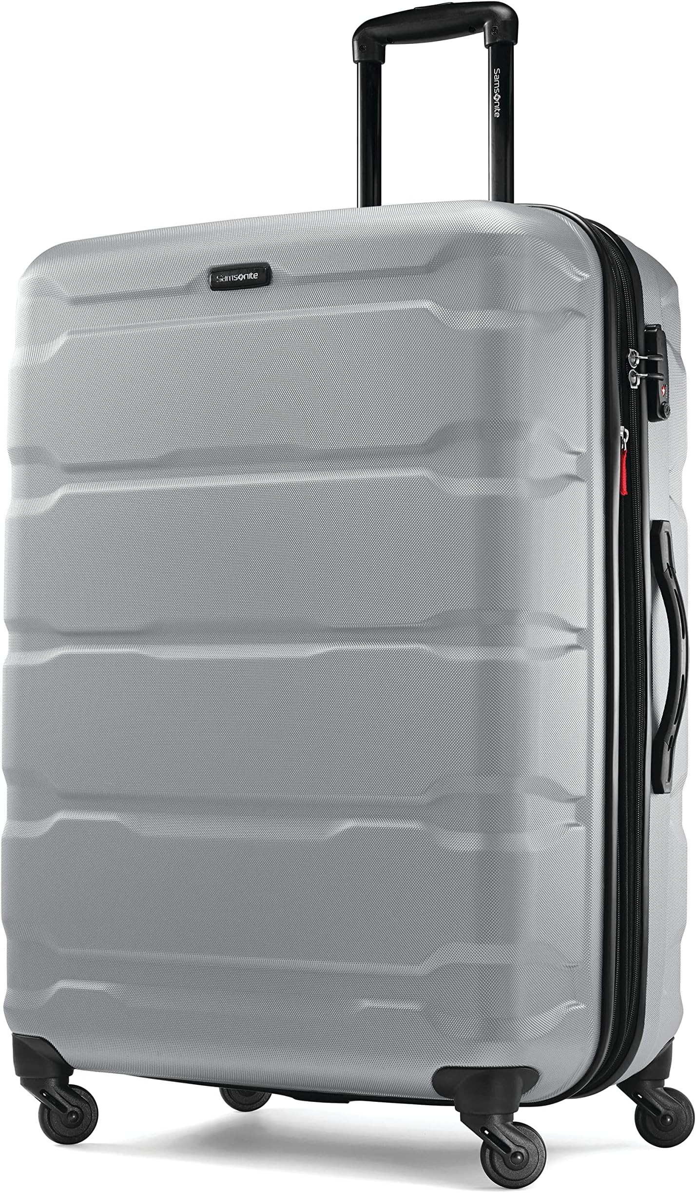 Omni PC Hardside Expandable Luggage with Spinner Wheels, Silver, Checked-Large 28-Inch