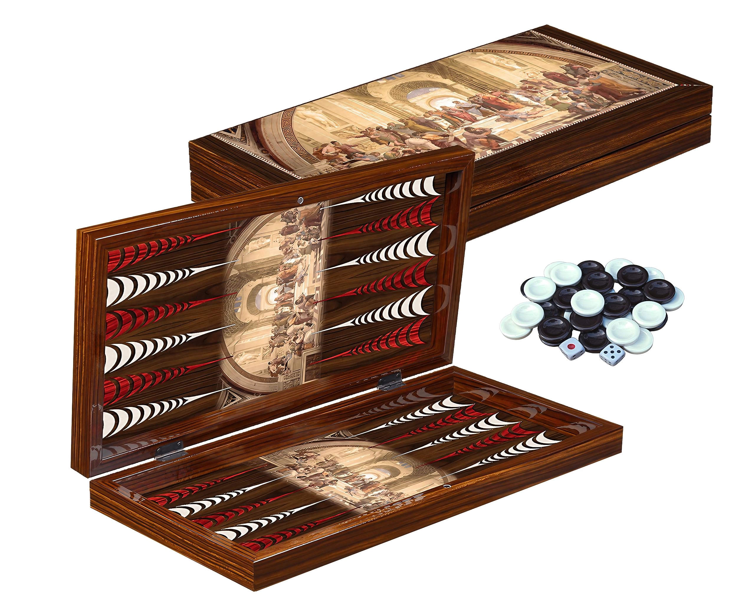 PrimoLiving Deluxe Backgammon in legno Set da gioco Planton S - 28,5 x 28 cm