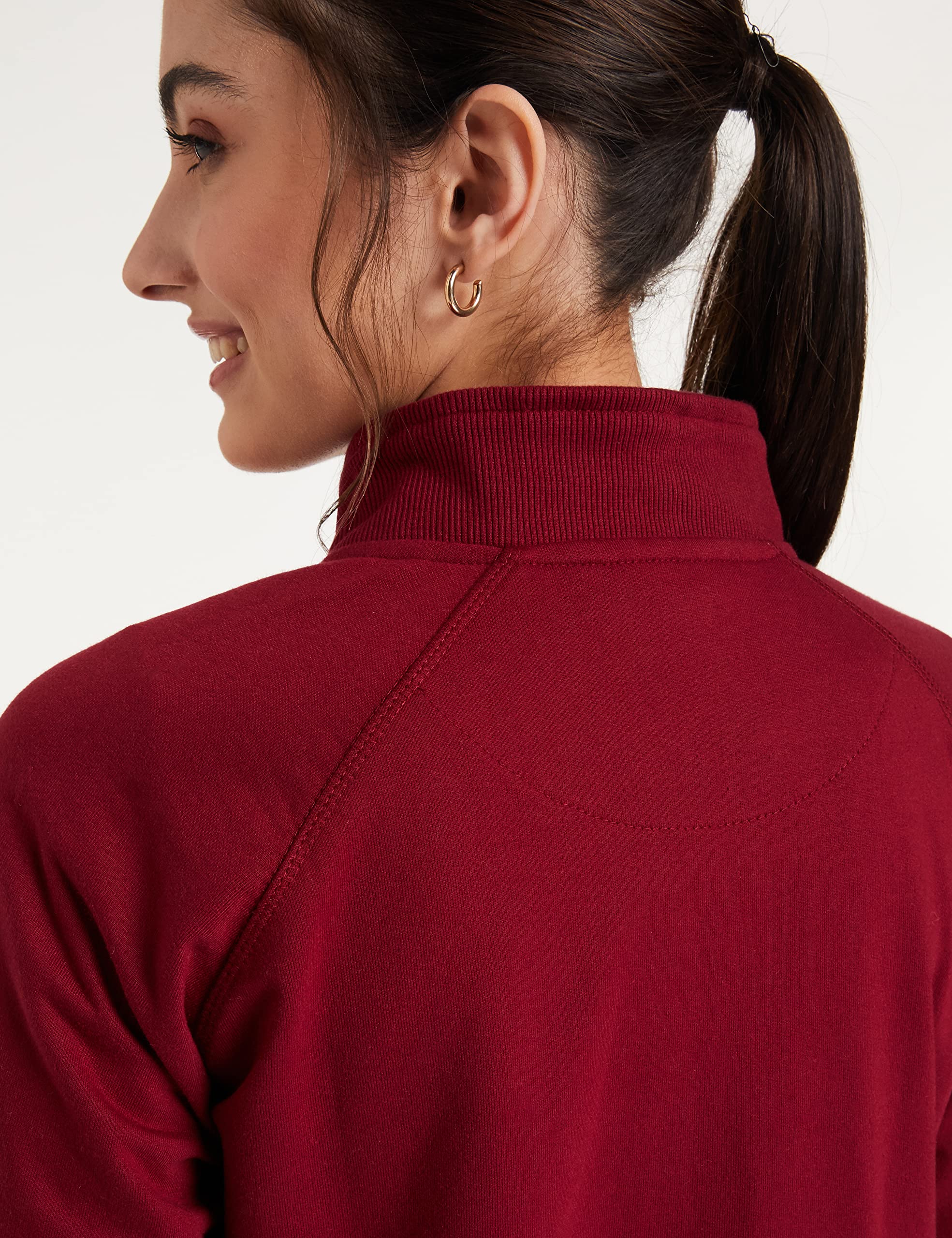 Amazon Brand - Symbol Women's Regular Cottonblend High Neck & Round Neck Sweatshirts (AW18WNSSW04_Vintage Maroon_Small_Vintage Maroon_S) 4