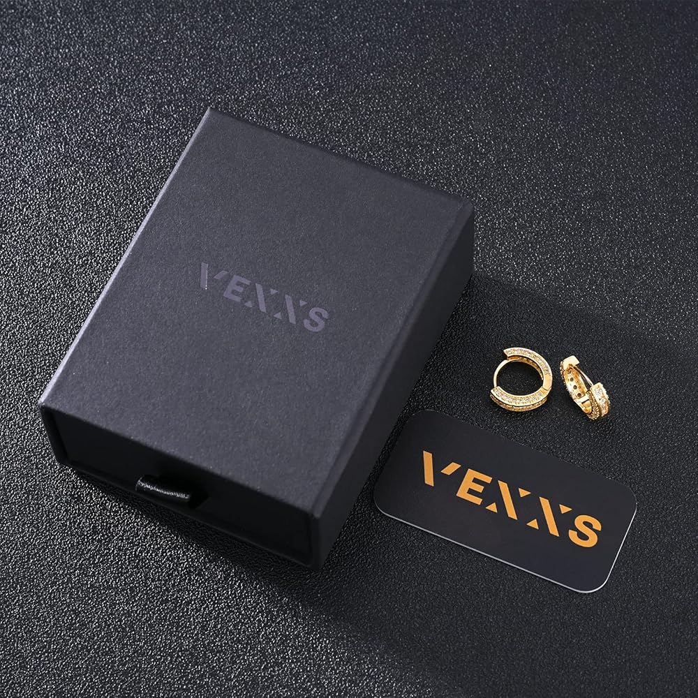 Amazon | VEXXS フープピアス メンズ 18G 両耳 直径15.5mm CZダイヤ