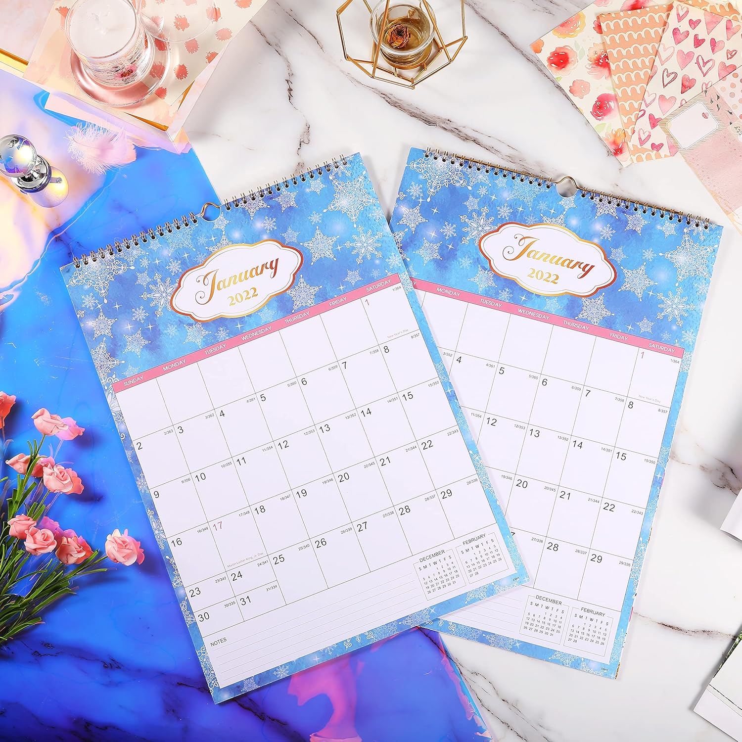 2022 Calendar - 12 Monthly Wall Calendar Planner from Jan 2022 - Dec 2022, 12" x 17", Twin-Wire Binding, Large Blocks with Julian Dates, Perfect for Planning and Organizing Your Home and Office : Office Products