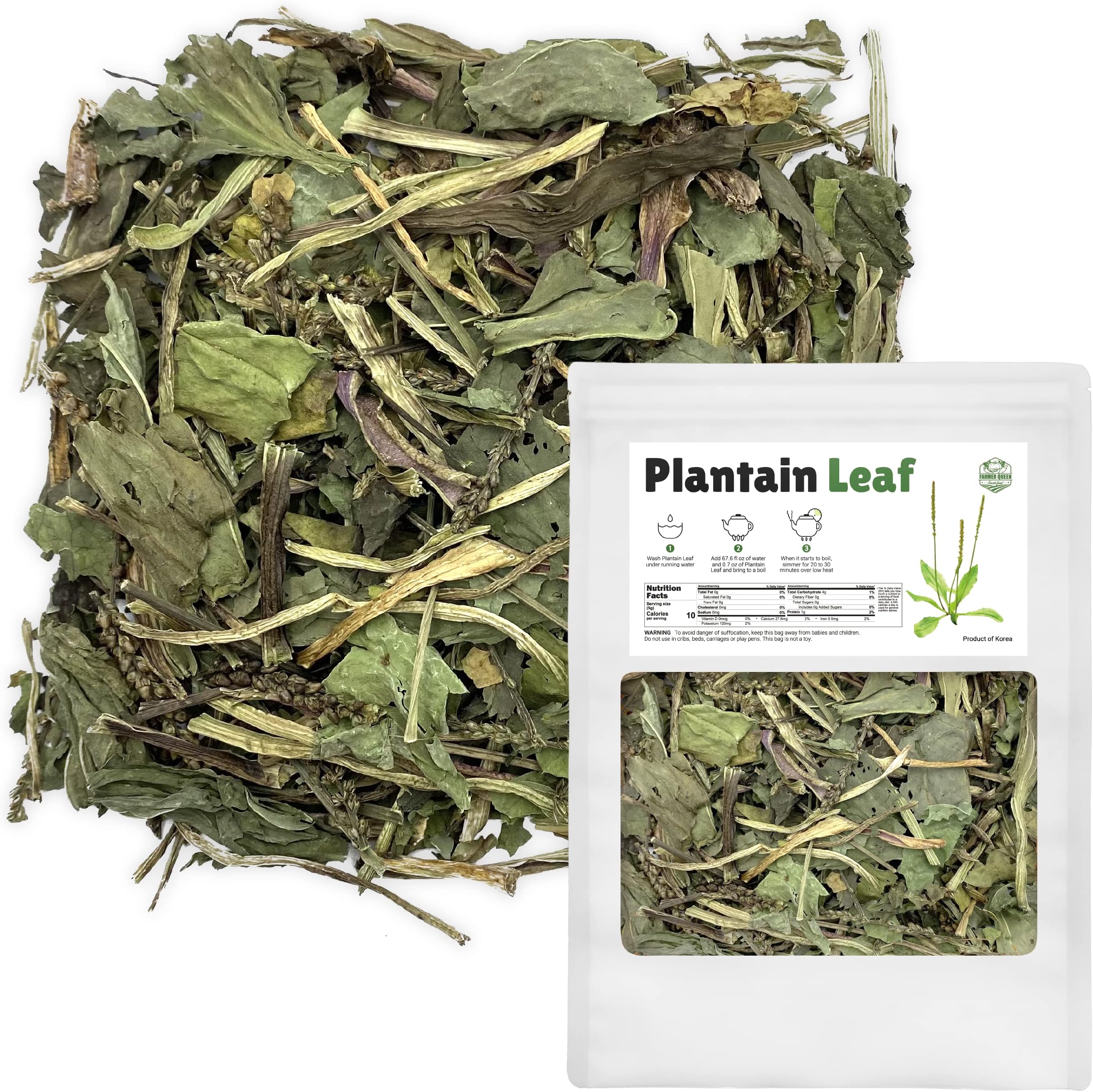 (4oz) Farmer Queen dried Plantain Leaf plantain herb 車前草 차전초 질경이 (Harvested in Korea)