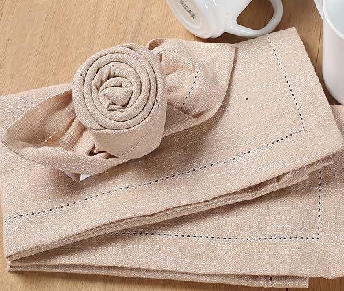 Miniatura 4 de Juego de 6 servilletas de tela texturizada de algodón (20 x 20 pulgadas, lino) 100% algodón de uso diario, servilletas de tela de gran tamaño con