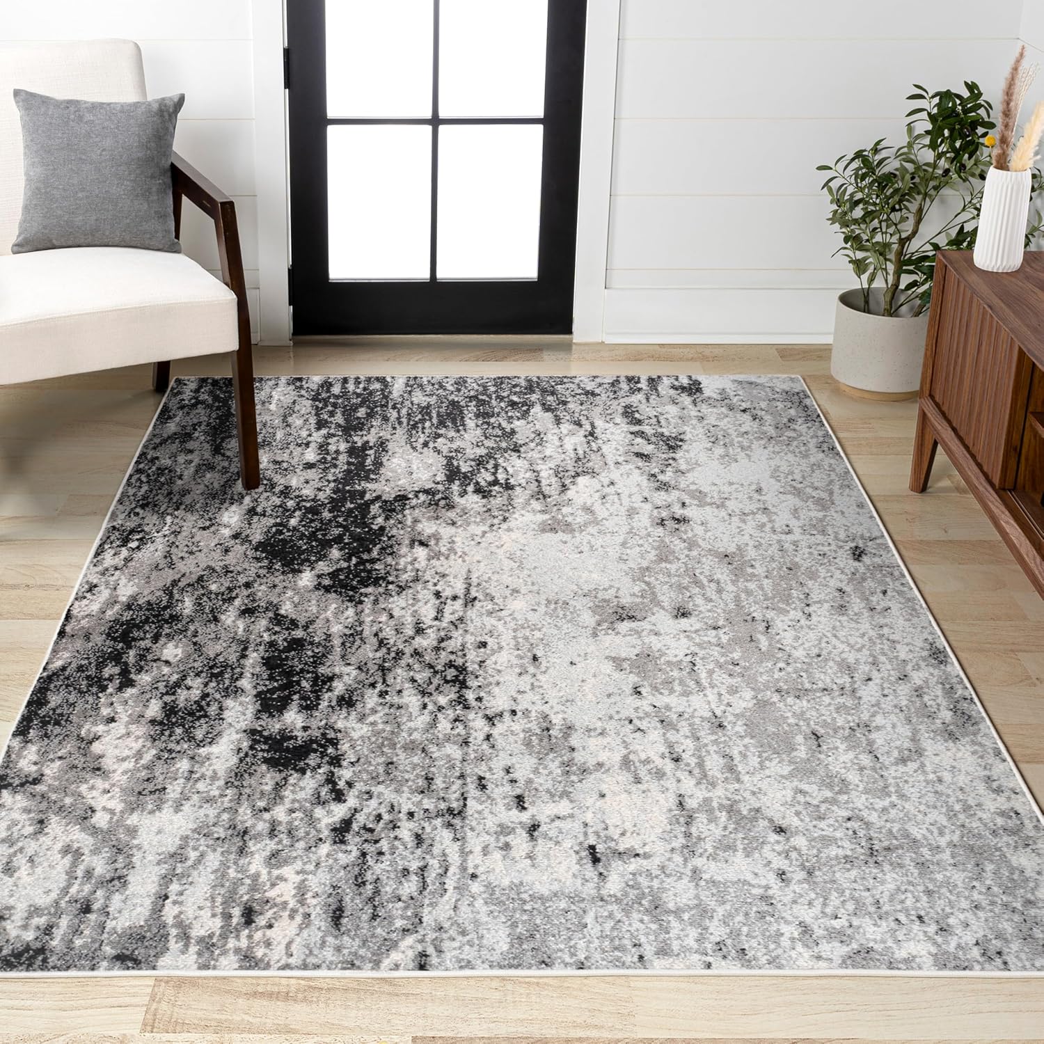 JONATHAN Y Storm Modern Abstract Gray/Cream Indoor Area Rug, 8x10, Contemporary, Transitional, Easy-Cleaning for Living Room, Bedroom, Kitchen, Pet Friendly, Non-Shedding (CTP110A-8)