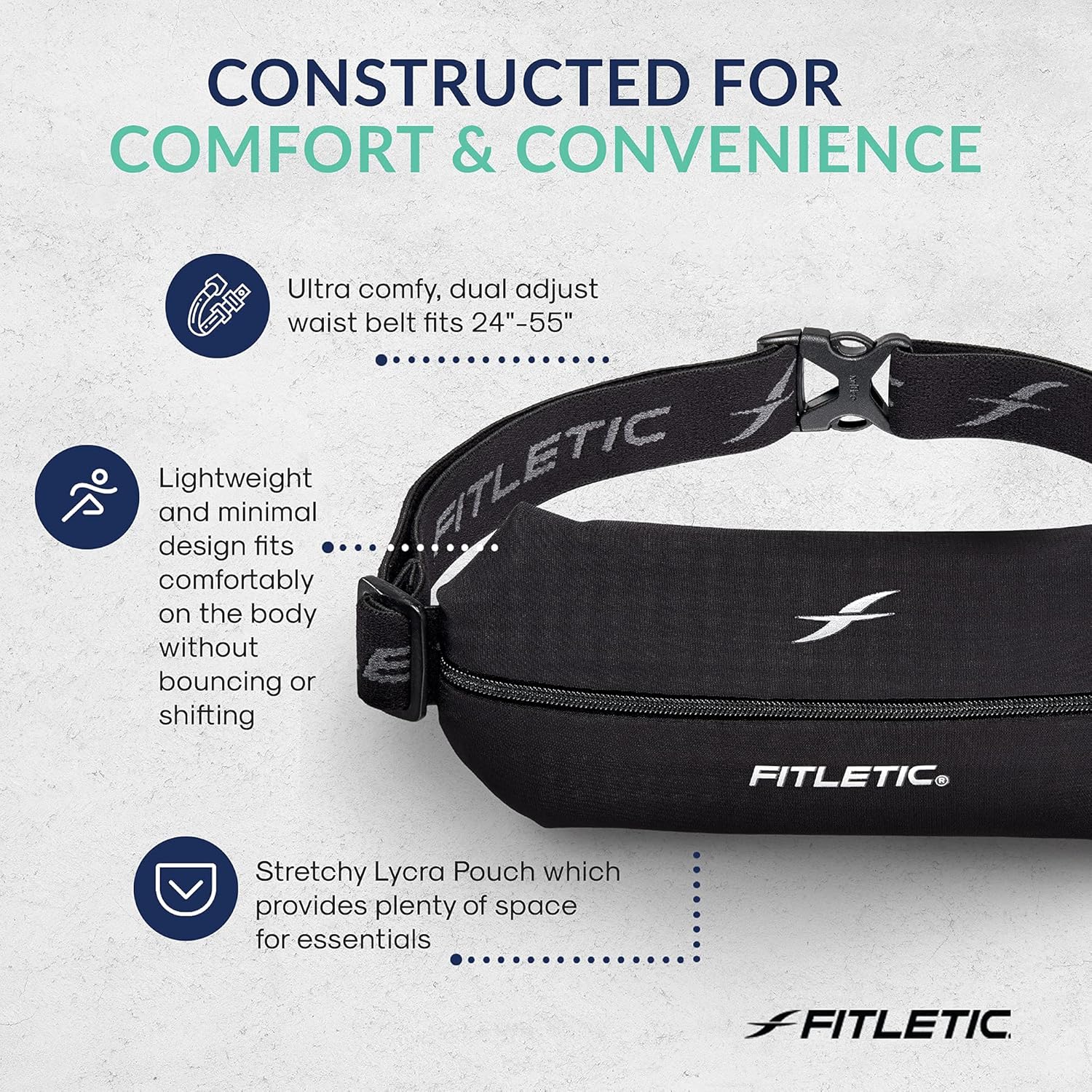 Fitletic Active Lifestyle Fanny Pack & Mini Sports Running Belt For Men & Women – Lightweight, Low Profile- Ultra-Soft Expandable Lycra Pouch - Fits All Phones – Inner Pocket - Image 5