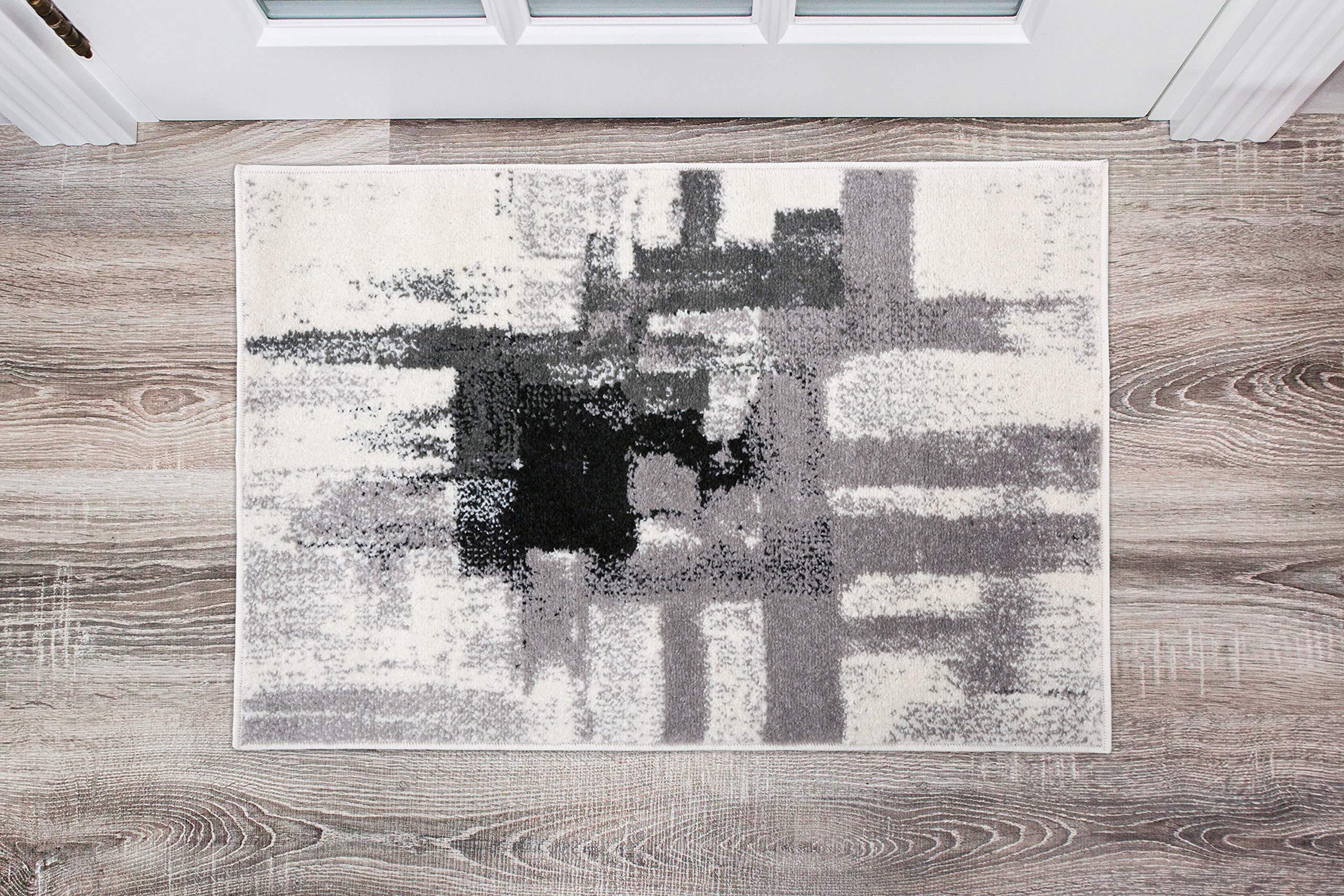 Rugshop Contemporary Modern Abstract Area Rug 2' x 3' Black