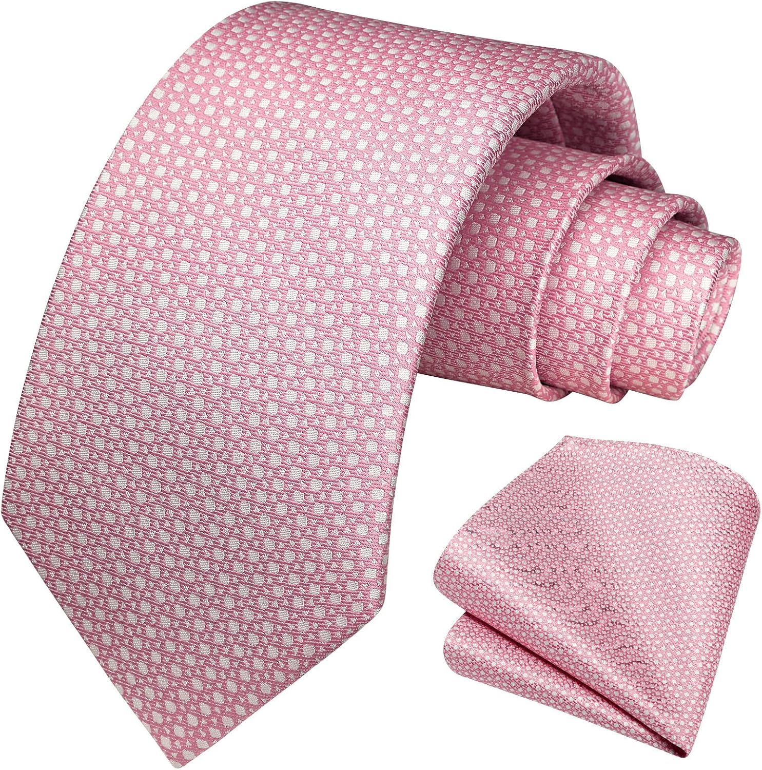 HISDERN Mens Ties Plaid Tie and Pocket Square Set Classic Woven Formal Checkered Neckties & Handkerchief Wedding Party