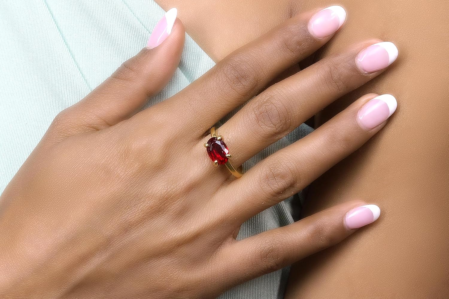 Garnet Ring for Women - 10x7mm Garnet in 14k Gold-filled Band - Handmade Birthstone Jewelry - Elegant Gift with Fancy Box