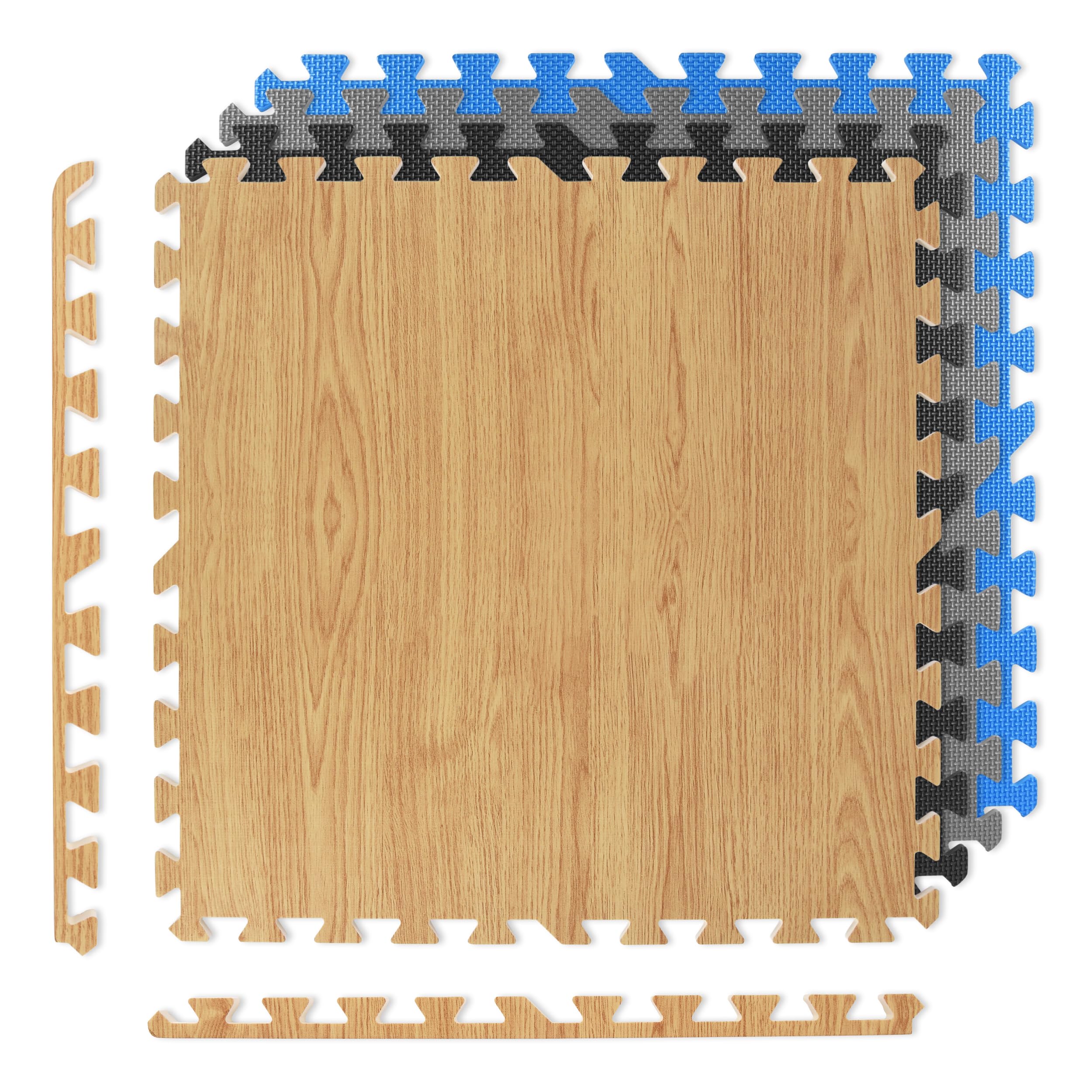 MSPORTS Esterillas de protección de suelo, juego de 8 unidades de esterillas en varios colores de 3,175 m², protección de suelo de 60 x 60 cm. Espesor: 1,0 cm, alfombrillas para rompecabezas, alfombrilla de gimnasia.