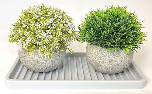 Miniatura 5 de Happitasa - Bandeja organizadora para fregadero de cocina de silicona, soporte de esponja y protector de encimera, estilo de líneas rectas (gris