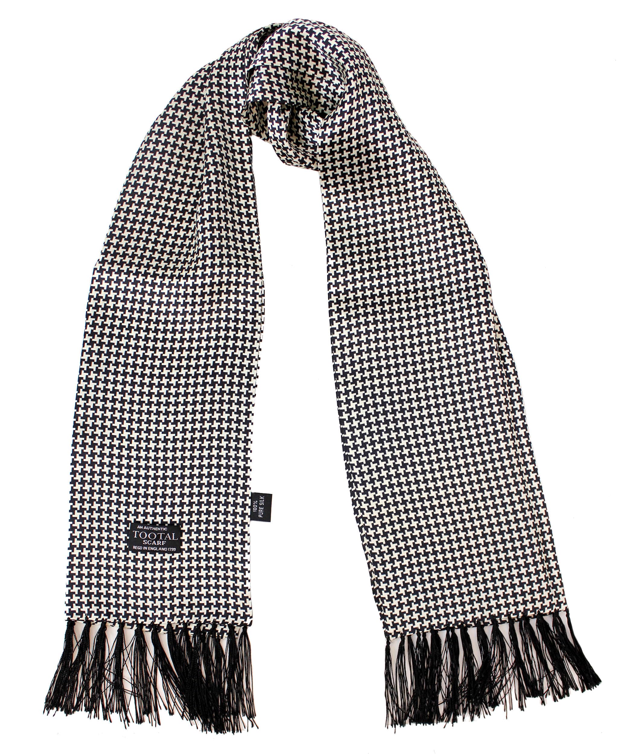 Tootal Men's Black Retro 60S 100% Houndstooth Pattern Mod Scarf (Black)