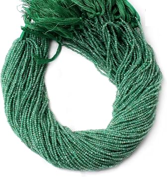 AMB-5605 Emerald Small Microcut Bead Strand, Natural Emerald Bead Strand, 12.5"