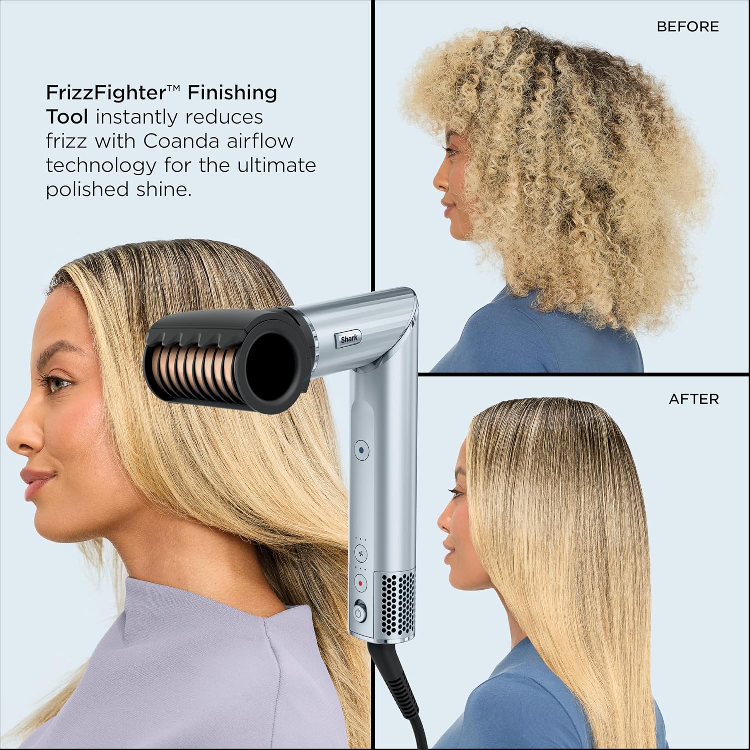 Shark FlexStyle Glacial Blue Multi‑Styler & Hair Dryer – No Heat Damage, Fast Drying for All Hair Types + Storage Case, HD434WHC (Canadian Version) - Image 4