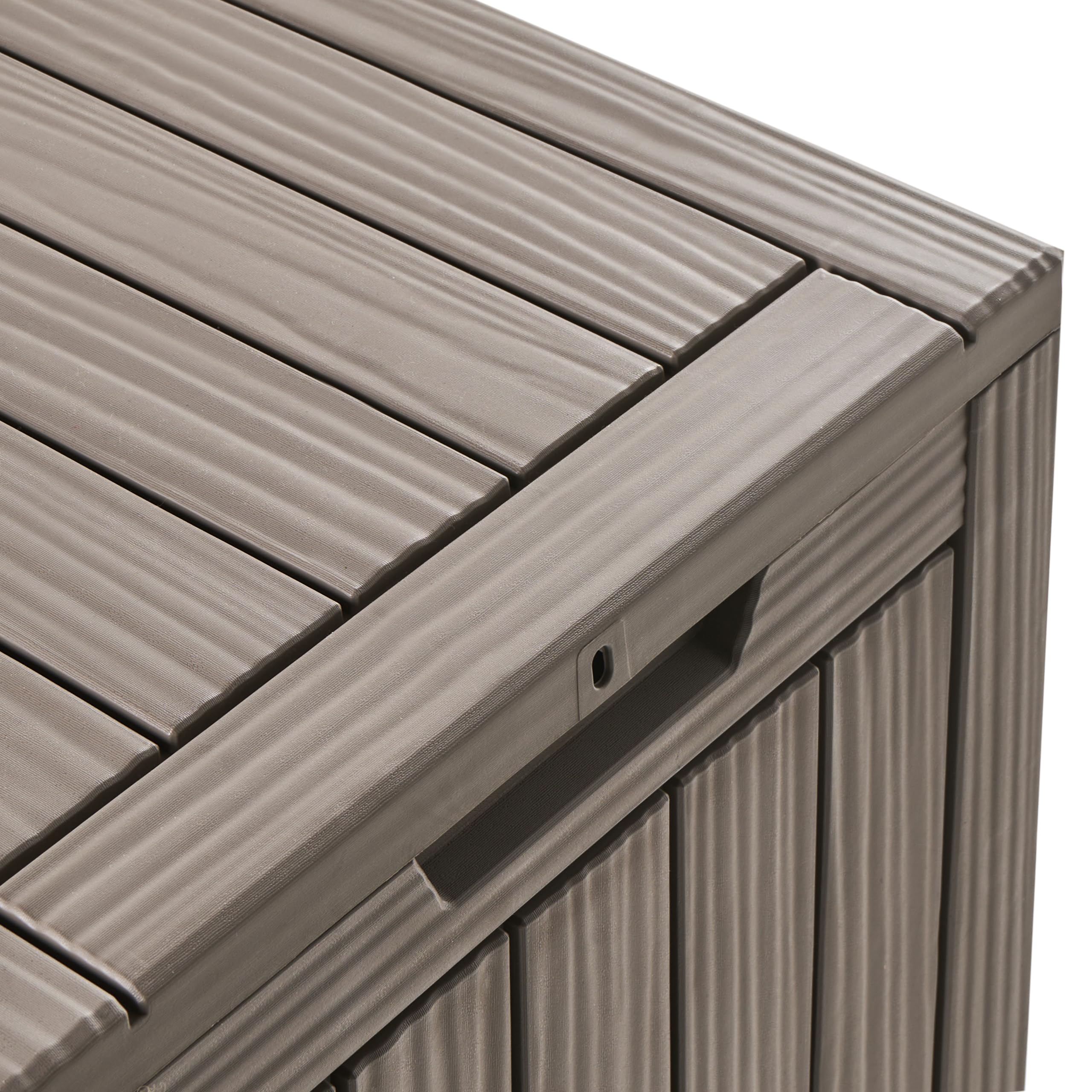 Beliani Aufbewahrungsbox Kunststoff 46 x 58 cm taupe Gartentruhe Outdoor Kissenbox Medellin