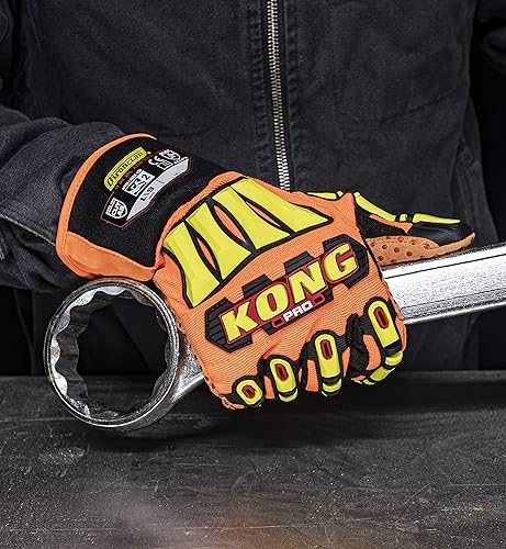 Miniatura 3 de Ironclad KONG Pro Hi-Viz Guante, protección contra impactos TPR, resistente a cortes A6, abrasión nivel 5, tamaño S, M, L, XL, XXL, XXXL