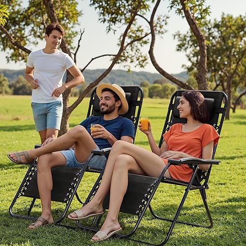 Miniatura 9 de Homall - Sillacamastro de gravedad cero ajustable y plegable para jardín, tumbona, silla con 2 cojines, set de 2.