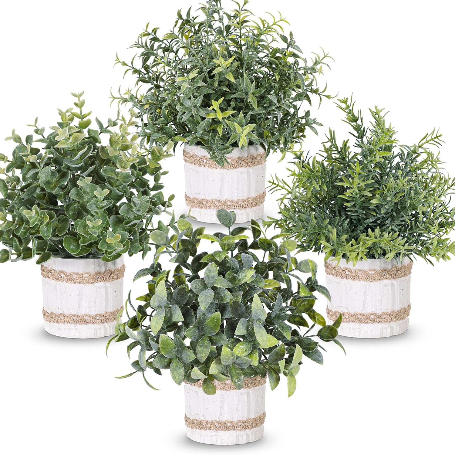 Der Rose 4 Pack Farmhouse Fake Plants Artificial Plants for Home Kitchen Office Desk Rustic Table Boho Aesthetic Room Decor Indoor Der Rose 4 Pack Farmhouse Fake Plants Artificial Plants for Home Kitchen Office Desk Rustic Table Boho Aesthetic Room Decor Indoor