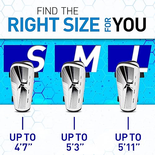 Miniatura 7 de Franklin Sports Espinilleras de fútbol para jóvenes y adultos, espinilleras superligeras para hombres, mujeres y niños, (2) juego de espinilleras